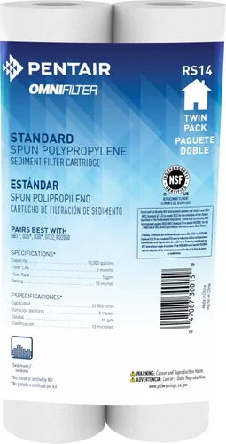Pentair OMNIFilter RS14 - Filtro de agua para sedimentos de 10 pulgadas, cartucho de filtro de repuesto de sedimentos hilado de polipropileno
