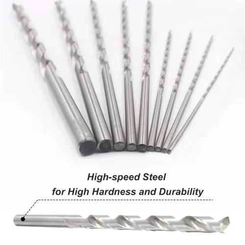 Miniatura 4 de Juego de 8 brocas helicoidales de 7.874 in extra largas HSS Twist Bits redondos rectos, herramientas de trabajo de madera para madera, plástico
