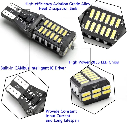 Miniatura 4 de Xotic Tech - Juego de 6 luces LED blancas de carga de montaje alto + luz de matrícula + juego de bombillas de luz inversa de respaldo + herramienta