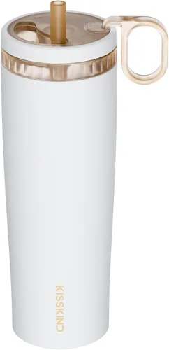 Miniatura 17 de KISSKIND Vaso de café helado con popote oculto, taza de café helado reutilizable de 20 onzas, taza de viaje con forro de cerámica que cabe en bolsas