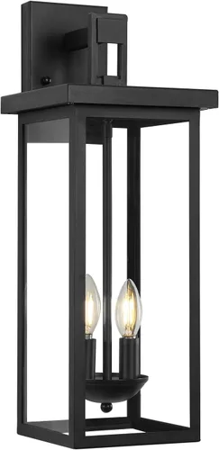 Miniatura 10 de tewei Farol de Pared Exterior de Gran Tamaño Accesorio de Luz de Pared Exterior, Luz de Porche Negro Mate, Luces Exteriores Impermeables para Casa