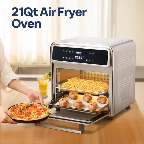 Miniatura 2 de VIVOHOME Combo de Horno Tostador y Freidora de Aire de 21 Qt, Horno de Convección de Encimera 8 en 1 con Rotisserie y Deshidratador, Horno Freidora