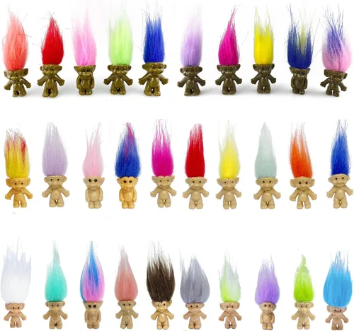 Miniatura 11 de Mini Muñecos Troll, Mini Figuras de Acción de Muñecos Troll Vintage de PVC, Toppers para Pasteles, Cromáticos, Adorables Pequeñitos Lindos