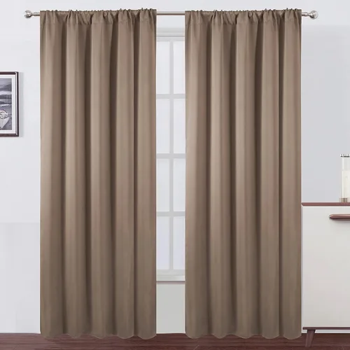 Miniatura 17 de LEMOMO Cortinas opacas negras para cocina, 42 x 45 pulgadas, juego de 2 paneles de cortinas opacas con bolsillo para cortinero para ventana pequeña