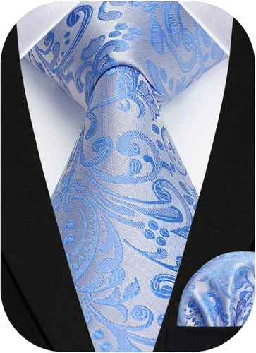 Miniatura 266 de Corbatas florales tejidas clásicas para hombre, corbata cuadrada de bolsillo, corbatas formales para hombres, boda con pañuelo