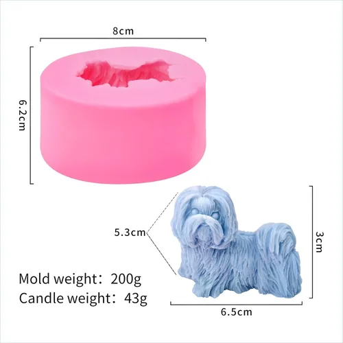 Miniatura 3 de Grainrain Molde de vela de silicona 3D perros jabón hacer molde hecho a mano cera resina epoxi molde (SXY096)