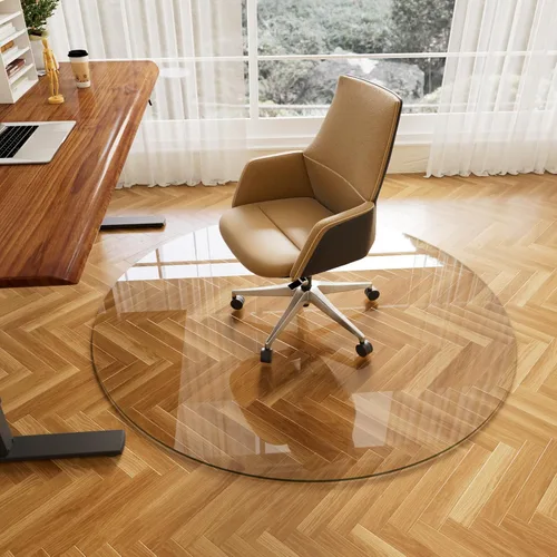 Miniatura 8 de Tapete para silla de 36 x 46 pulgadas para alfombra, vidrio templado resistente y duro, tapete transparente para silla de oficina, suelo
