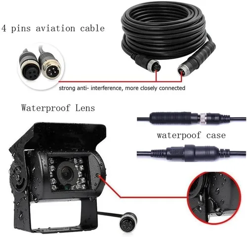 Miniatura 5 de Cámara de respaldo para vehículo, Camecho de 9 pulgadas, 4 monitores divididos + 4 cámaras con cámara de visión frontal y trasera, 18 IR de visión