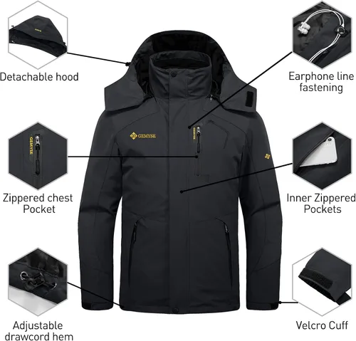 Miniatura 6 de GEMYSE Chaqueta de nieve impermeable 3 en 1 para hombre abrigo de invierno aislado