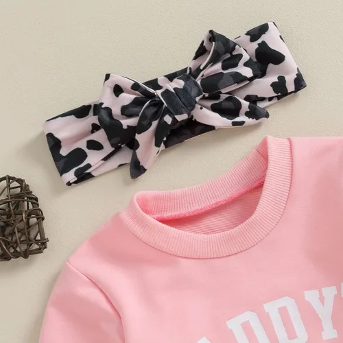 Miniatura 2 de CIYCUIT Conjunto de 3 piezas de sudadera de margaritas + pantalones + diadema, ropa infantil de otoño e invierno