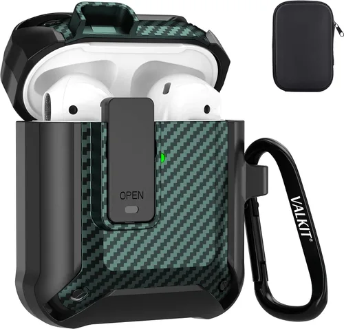 Miniatura 34 de Valkit Funda para Airpods para hombres con cerradura, funda de cuerpo completo con llavero para AirPods de Apple a prueba de golpes, funda