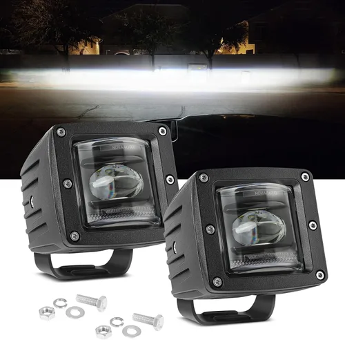 Miniatura 8 de 3" SAE luces antiniebla LED legales para la calle, aprobadas por DOT, cubos LED cuadrados, cápsulas de luz antiniebla de haz trun-cado, 2 piezas