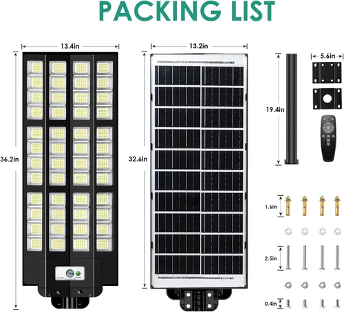 Miniatura 2 de Luces solares de calle de 12000 W para exteriores, impermeables, luz solar grande para estacionamiento del anochecer al amanecer con sensor