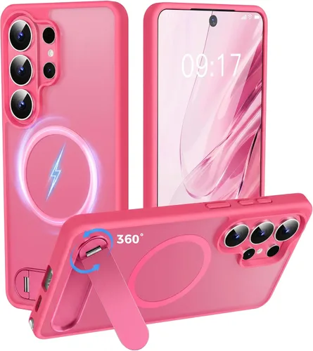 Miniatura 20 de Reukdnv Funda magnética para Galaxy S24 Ultra con soporte de metal duradero, protección contra caídas de grado militar, compatible con MagSafe