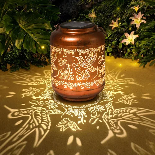 Miniatura 10 de Regalos de cumpleaños para mujeres, mamá, abuela, faroles solares de mariposa para exteriores, impermeables, cobre metal, luces solares colgantes