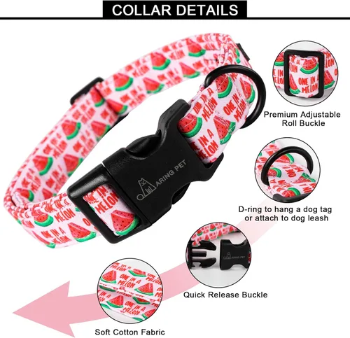 Miniatura 2 de Aring Pet Collar de algodón, ligero y ajustable, con hebilla de liberación rápida, para perros pequeños, medianos y grandes, para cachorros, M