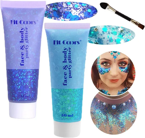 Miniatura 36 de Gel con purpurina para el cuerpo y la cara: Accesorios para conciertos de cantantes, disco, festival, rave, maquillaje con purpurina facial, 150 ml