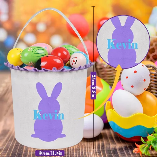 Miniatura 3 de Cestas de Pascua personalizadas para niños y niñas, cestas de conejo de Pascua personalizadas para niños, cesta de caza de huevos de Pascua, regalos
