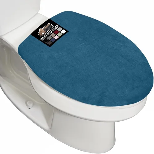 GORILLA GRIP Funda gruesa de espuma viscoelástica para tapa y asiento de inodoro de baño, parte superior de terciopelo suave, lavable a máquina, Azul