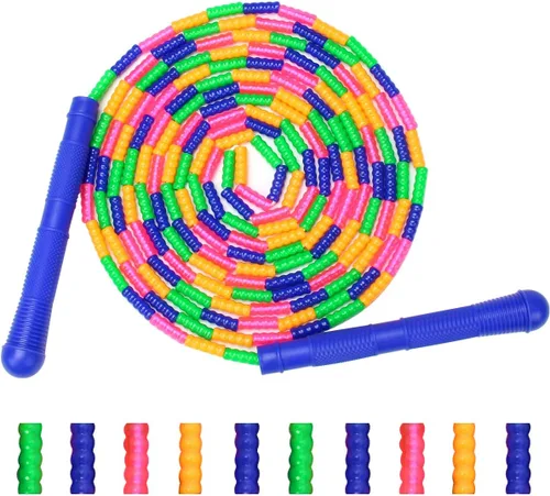 Coolrunner Cuerda de saltar de 16 pies de largo (1 paquete), cuerdas de saltar holandesas dobles, cuentas suaves para niños adultos, plástico Azul