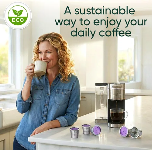 Miniatura 9 de PureHQ - Tazas K reutilizables de acero inoxidable para Keurig K Supreme, Supreme Plus, K Slim, K Duo caliente y helado, K Brew Chill y K Crema