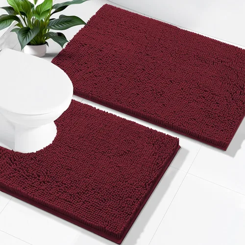 Miniatura 129 de Smiry Juego de 2 alfombras de baño, felpilla suave y absorbente, lavable a máquina, antideslizantes, para bañera, ducha y suelo