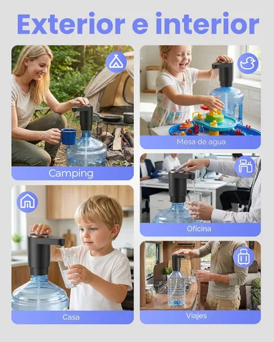 Miniatura 6 de Bomba de botella de agua, dispensador de agua eléctrico portátil para botellas de 5 galones, carga USB, interruptor automático, batería recargable
