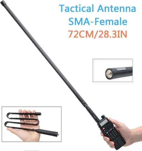 Miniatura 2 de Abbree SMA - Antena de banda dual hembra VHF/UHF 144/430 MHz antena de látigo suave de alta ganancia para radio bidireccional Baofeng UV-5R UV-82.