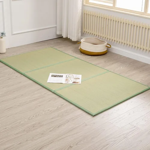 Tapete de tatami (individual de 79 x 39 x 0.5 pulgadas), colchón tradicional japonés de tatami, colchón de tatami de suelo de hierba rush natural
