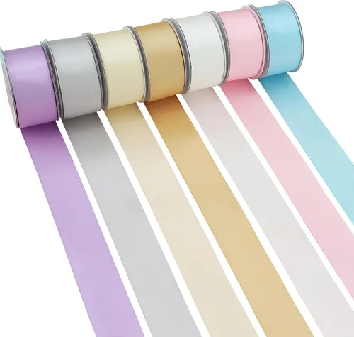 Miniatura 10 de Cinta de satén azul de doble cara para envoltura de regalos, bodas, baby shower, niños, cinta de satén de 6 colores de 1 pulgada x 5 yardas cada una