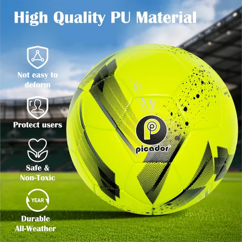 Miniatura 2 de PP PICADOR Balón de fútbol de tamaño 5, oficial para adultos y jóvenes, pelotas de fútbol para deportes al aire libre e interiores con bomba