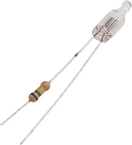 Othmro 100 bombillas LED AC 220 V F5 5 × 0.512 in luz roja brillante bombillas de neón lámparas indicadoras duraderas W 150K Resistor Lámparas de