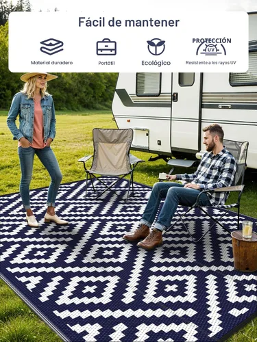 Miniatura 3 de GENIMO Alfombra de Exterior para Liquidación de Patio, 6'x9' Alfombra Impermeable, Alfombras de Plástico Reversibles para Camping, Caravana, azul