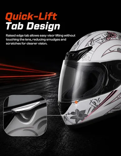 Miniatura 5 de TCMT Tamaño-M DOT Casco de motocicleta con mariposa, tapa abatible, cara completa, para la calle, para bicicleta de tierra, casco para adultos, ATV