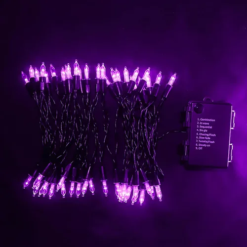 Miniatura 2 de MULTI-SPARKING - Luces de Halloween operadas con batería - 50 luces LED mini moradas para árbol pequeño, corona, manualidades, decoración