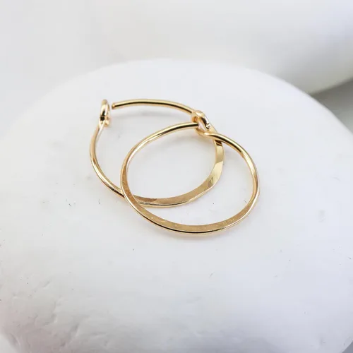 Miniatura 116 de Aretes de aro finos martillados, elegantes plata esterlina geométrica sólida, relleno de oro y relleno de oro rosa; para mujer por Lotus Stone