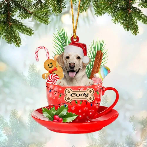 Miniatura 94 de NAZENTI Adorno personalizado de Alaskan Malamute en taza roja, adorno de Navidad personalizado para perros amantes de las mascotas, colgante