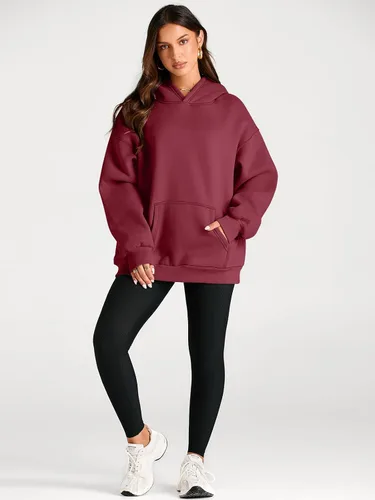 Miniatura 125 de Trendy Queen - Sudaderas extragrandes con capucha para mujer, suéteres de manga larga, sin botones, de vellón, de otoño, ropa de invierno