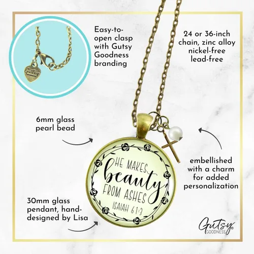 Miniatura 5 de Gutsy Goodness Faith He Cares - Collares hechos a mano con mensaje para mujer cristiana