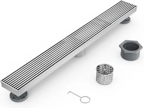 Miniatura 2 de Sharpeye Drenaje lineal de ducha de 32 pulgadas con rejilla de alambre de cuña extraíble, acero inoxidable 304 cepillado rectangular para baño