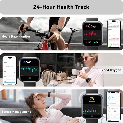 Miniatura 3 de ENOMIR Reloj inteligente para mujeres y hombres con llamada Bluetooth, Alexa integrado, oxígeno en sangre 247, frecuencia cardíaca, sueño