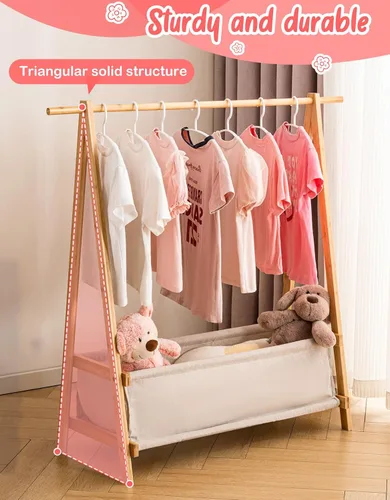 Miniatura 5 de Perchero de ropa para niños con caja de almacenamiento, Perchero de disfraces para niños, Perchero de disfraces de danza para colgar ropa, Perchero