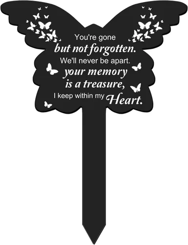 Roowest Decoración de tumbas de mariposa para cementerio, regalo conmemorativo, marcador de tumba por pérdida de amor, placa conmemorativa para