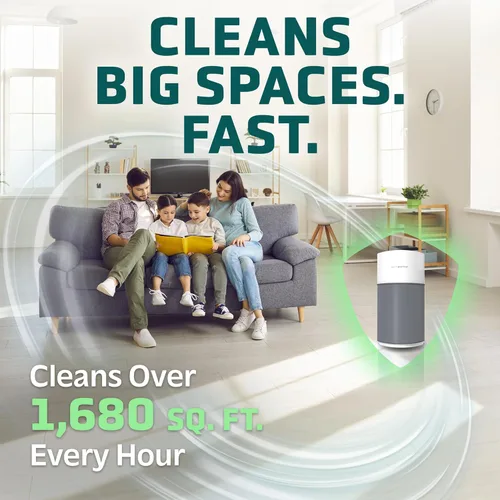 Miniatura 2 de GermGuardian AirSafe AP3250 - Purificador de aire inteligente XL para el hogar, filtro HEPA verdadero de 360°, WiFi y aplicación, monitor de calidad