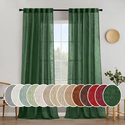 Miniatura 14 de MIULEE Cortinas de lino blanco de 108 pulgadas de largo para dormitorio, sala de estar, cortinas de ventana con textura de lino suave y grueso, Lino