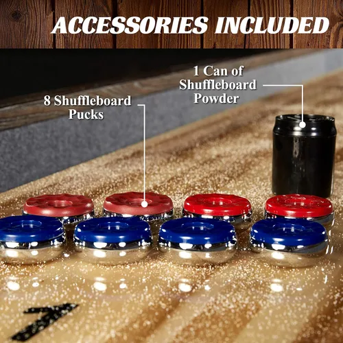 Miniatura 6 de Barrington Billiards 12' Webster Shuffleboard Table with Scratch-Resistant Playfield and 8 Puck Set
