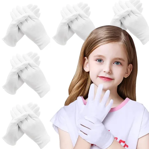 24 guantes hidratantes de algodón para mujeres y niños, manos secas y eczema, guantes de tela blanca reutilizables y elásticos