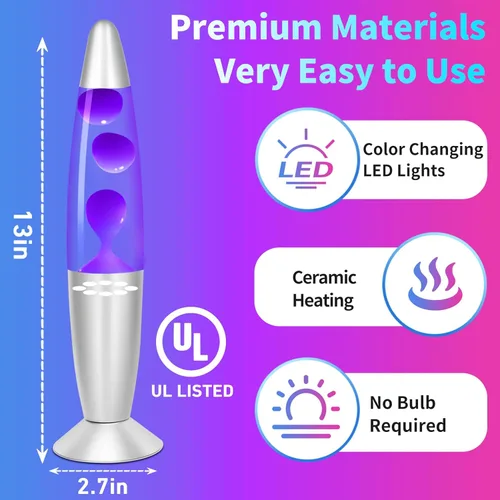 Miniatura 4 de Dalavalampa Lámparas de Movimiento Líquido Multicolor Cambiante, Luces Nocturnas LED Pequeñas de 13.5 Pulgadas para Niños y Adultos, Iluminación