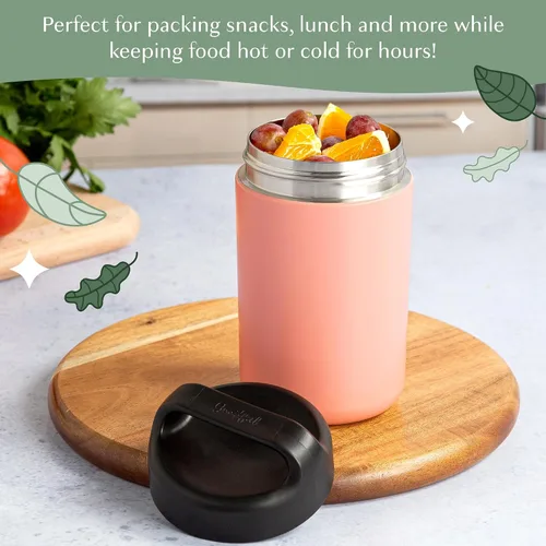 Miniatura 2 de Goodful Tarro de comida de acero inoxidable, recipiente de almacenamiento de alimentos aislado con sello al vacío de doble pared con asa de Rubor
