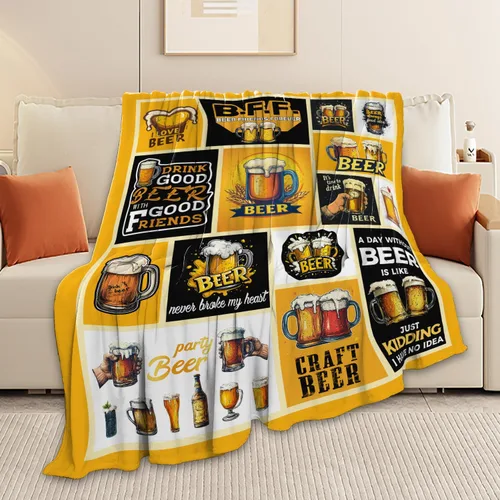 Miniatura 5 de Manta de cerveza, manta de bebida de cerveza, regalos para adultos, mujeres y hombres, súper suave y acogedora manta de felpa mullida mullida